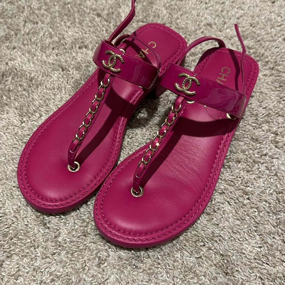 Hot pink Chanel sandals- size 39. Worn 5 times